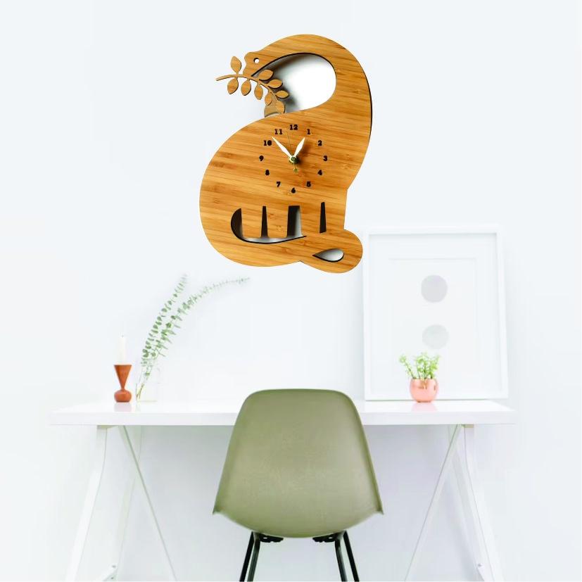 Đồng hồ gỗ khủng long treo tường cute giá rẻ KLED