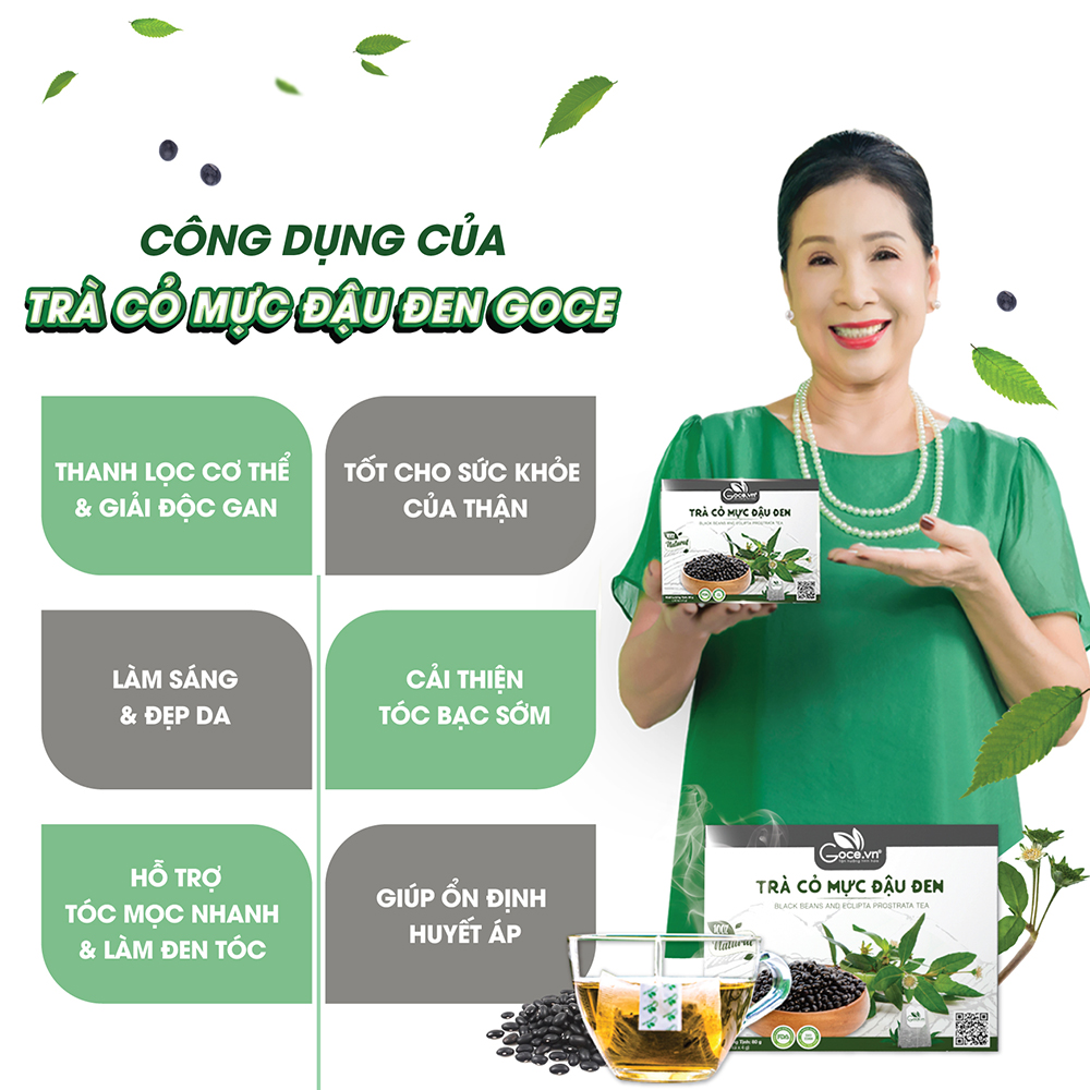 Trà cỏ mực đậu đen túi lọc Goce
