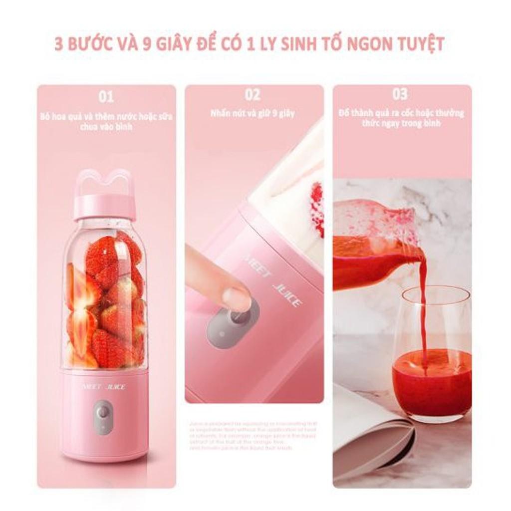Máy Xay Sinh Tố Cầm Tay MEET JUICE Nhập Khẩu Đa Năng, Bảo Hành 6 Tháng Cối Thủy Tinh Cao Cấp - Dễ Dàng Sử Dụng