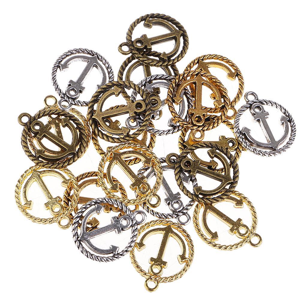 20 Pieces Alloy Hollow Anchor Pendants Charms Findings Jewelry Making Accessories