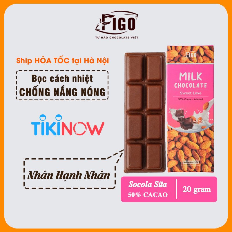 [ƯU ĐÃI] 15 Hộp Socola sữa 50% Cacao MIX ĐỦ 7 VỊ FIGO | Milk Chocolate 50% Cacao 20gr