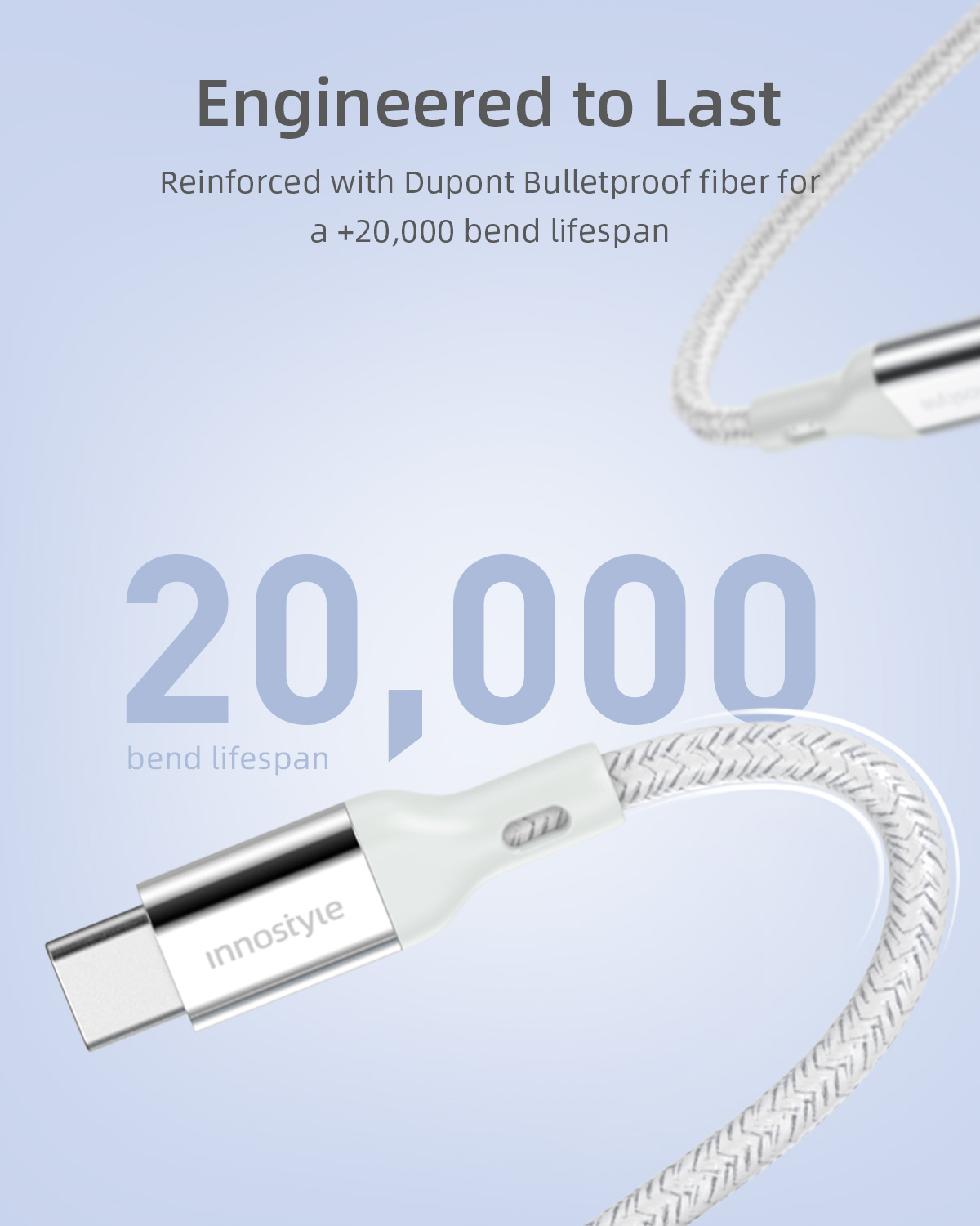 Cáp Innostyle Powerflex USB-C to L 1.5M 20/30/60W ICL150AL - Hàng chính hãng