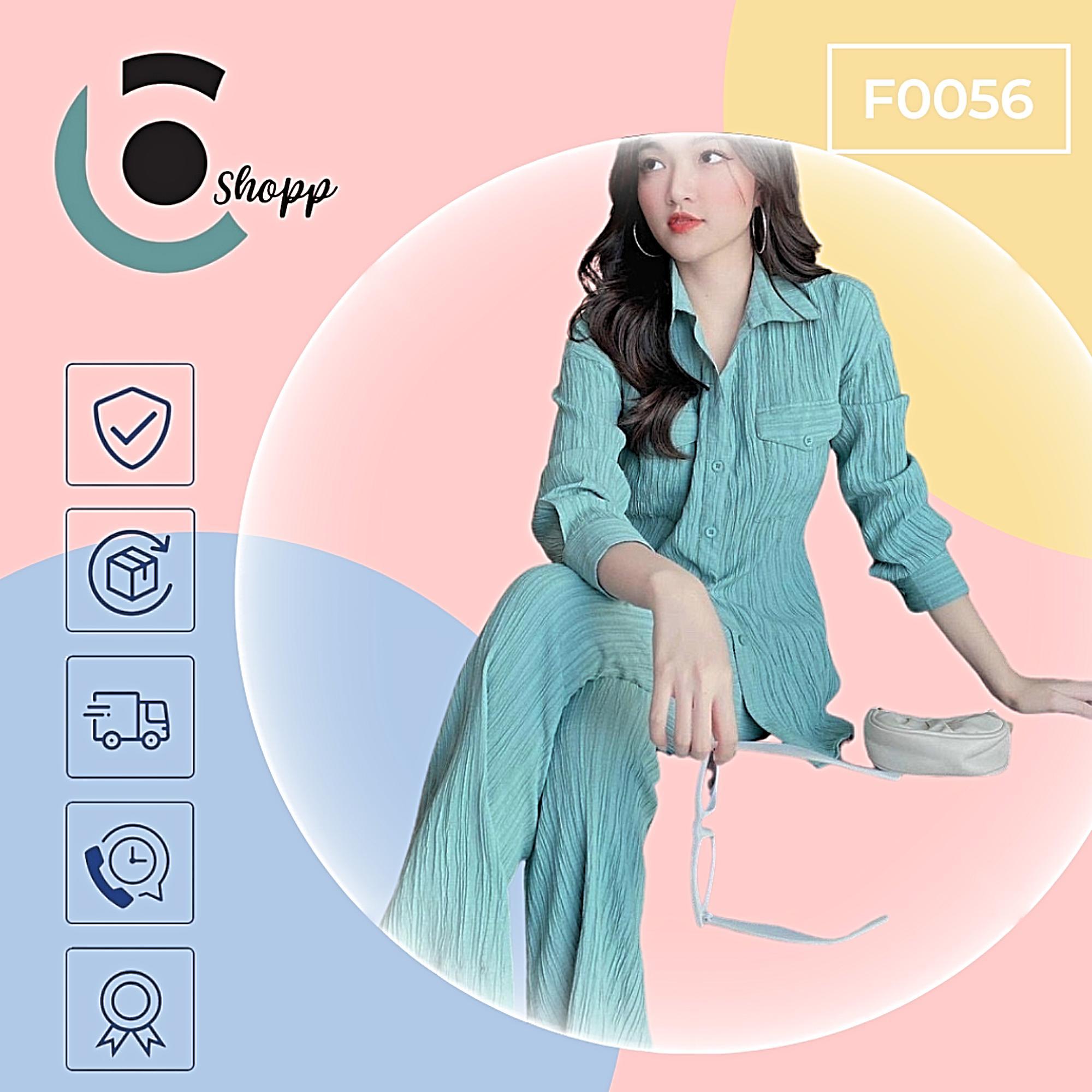 Set bộ sơ mi nhăn tay dài kèm quần dài cao cấp