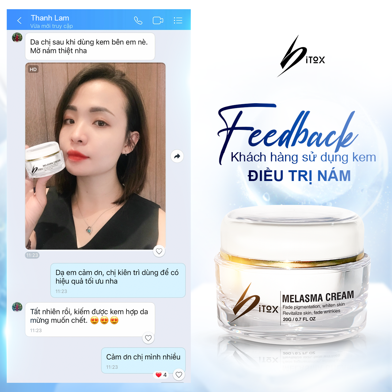 KEM DƯỠNG TRẮNG DA MỜ THÂM NÁM &amp; KHÔNG HỒI NÁM - MELASMA CREAM BITOX