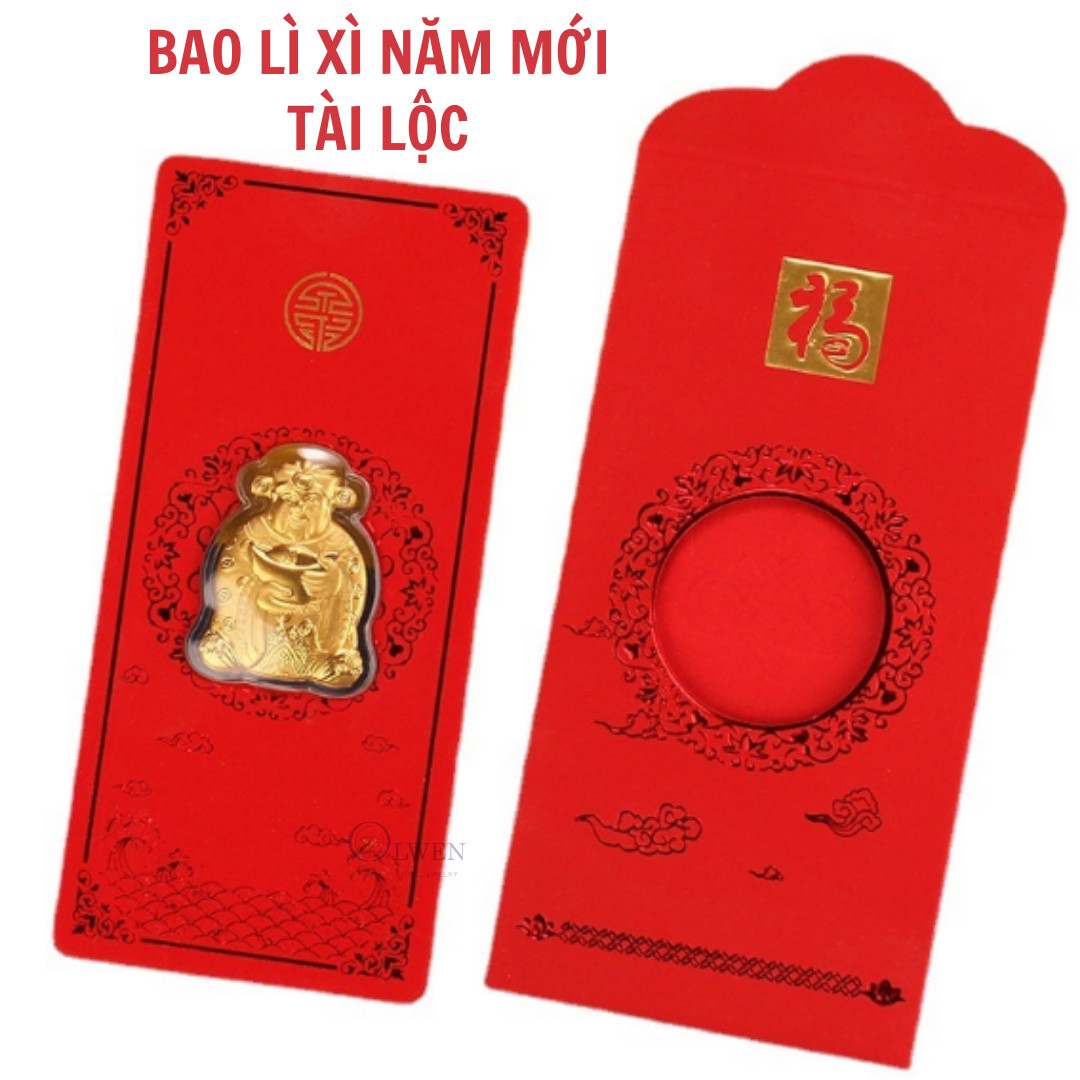 Bao Lì Xì Thần Tài Olwen Mạ Vàng Thu Hút Tài Lộc May Mắn