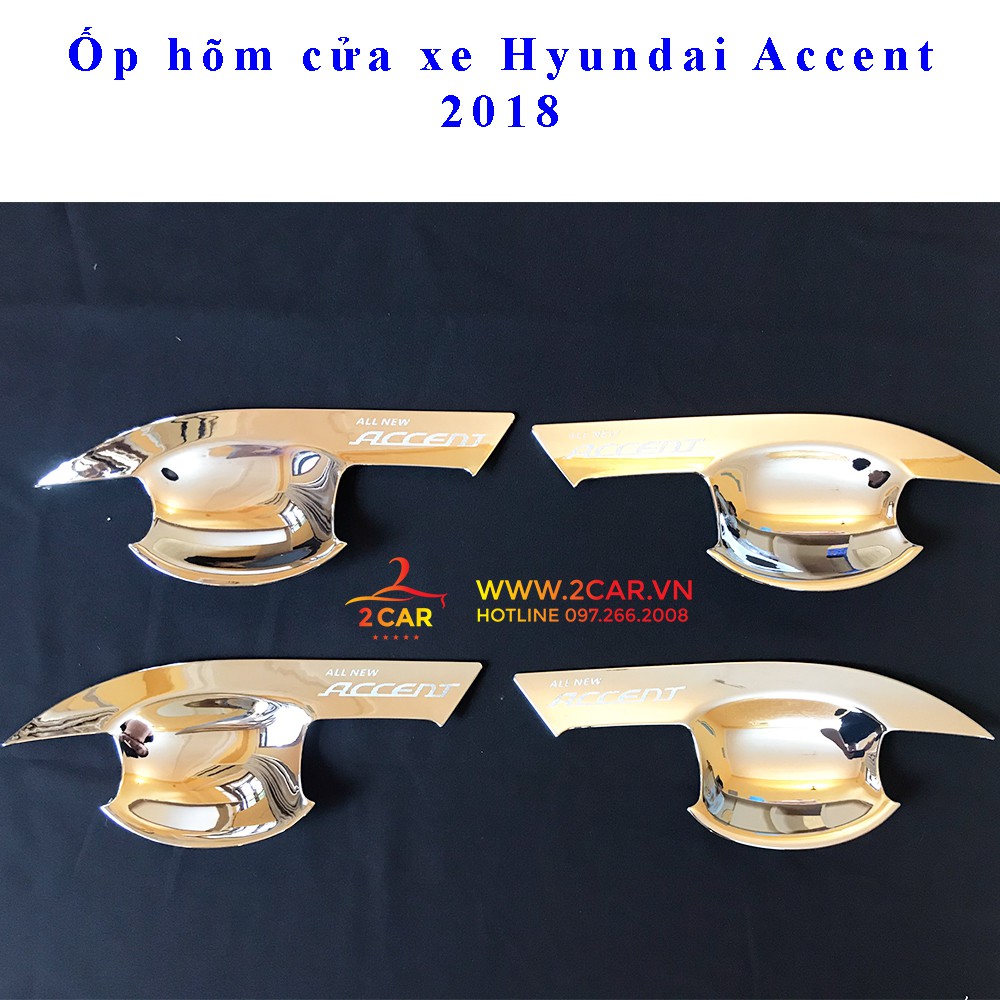 Ốp hõm cửa, chén cửa xe Hyundai Accent 2018- 2020- 2021- 2022, mạ crom cao cấp