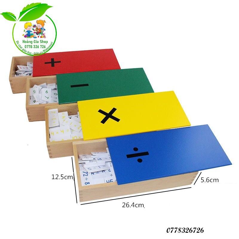 Hộp thẻ phép cộng, phép trừ, phép nhân, phép chia Montessori