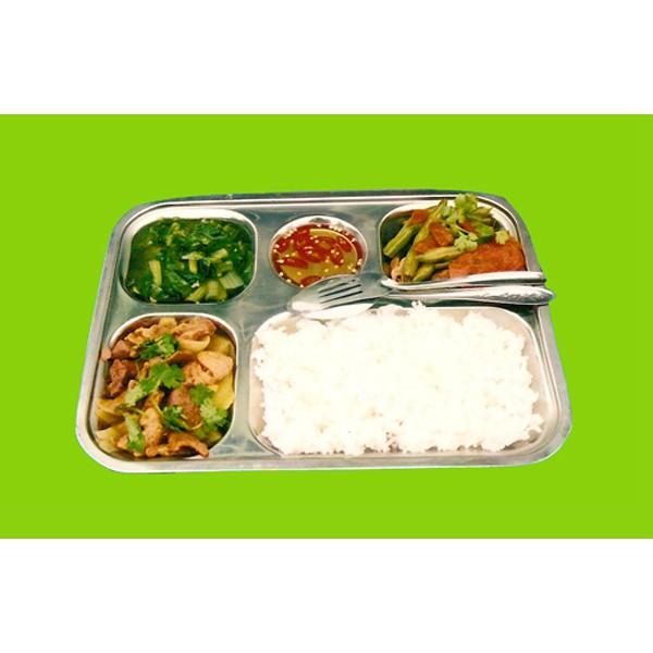 Khay cơm phần 5 ngăn inox 304