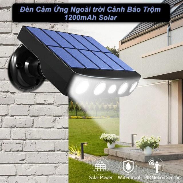 Đèn Cảm Ứng Ngoài trời Cảnh Báo Trộm 1200mAh Solar