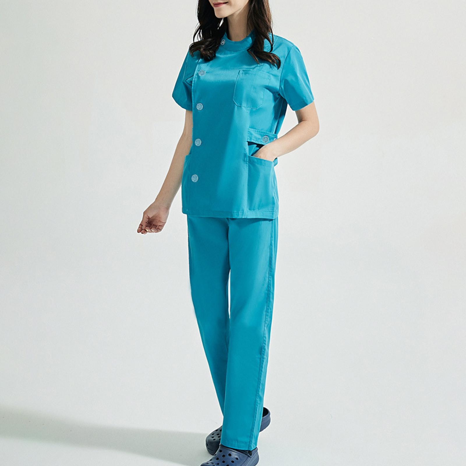 Women Scrubs Sets Top Jogger Pants Doctor Workwear Healthcare Soft Drawstring Pants Nurse Costume Nursing Uniforms for Massaging Esthetician