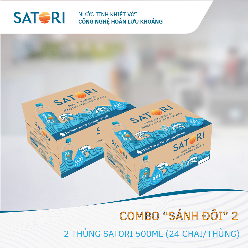 Combo 2 Thùng Nước Tinh Khiết Hoàn Lưu Khoáng SATORI 500ml (24 Chai/Thùng)