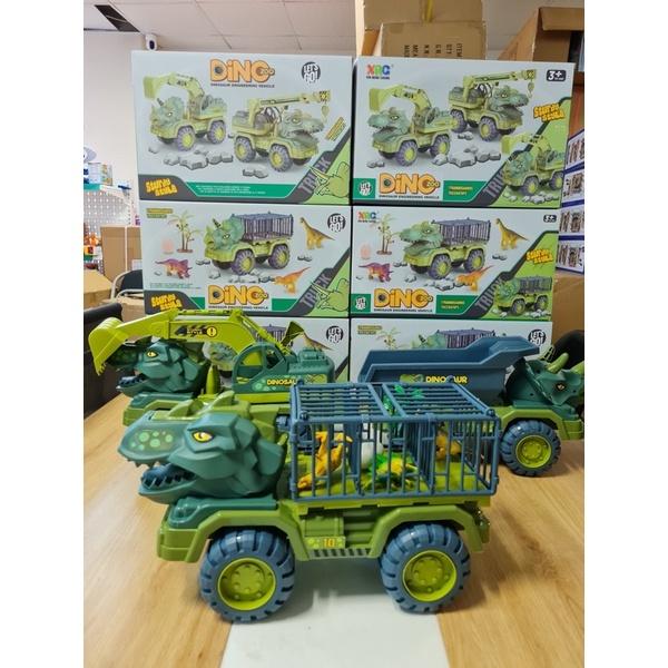 Đồ chơi xe ô tô khủng long chở thú chuyên dụng cỡ lớn trẻ em, có sẵn khủng long nhỏ đi kèm cho bé