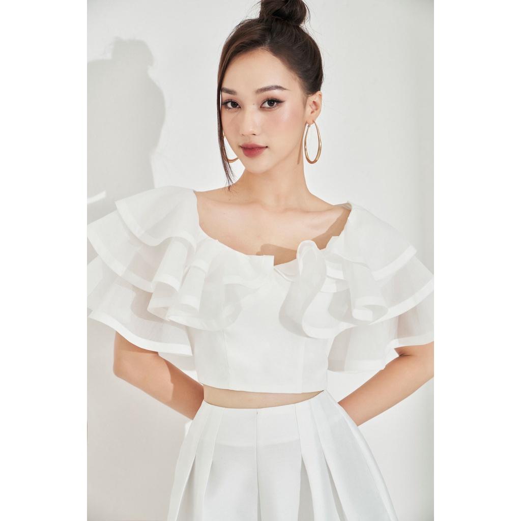 MOLLYNISTA - Áo Oria organza 2 tầng bèo quyến rũ nữ tính thiết kế cao cấp đi chơi đi tiệc gợi cảm