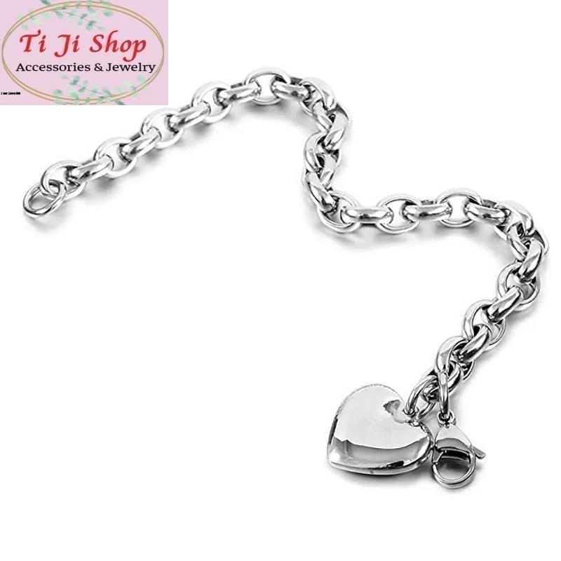 LẮC TAY NỮ INOX GẮN CHARM TRÁI TIM INOX KHÔNG ĐEN KHÔNG GỈ SÉT