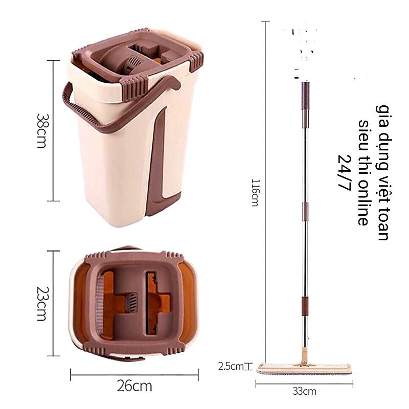 Bộ Cây Lau Nhà Chổi Lau Nhà Tự Vắt 360 Độ Chính Hãng Cao Cấp Tặng Kèm 2 Bông Lau