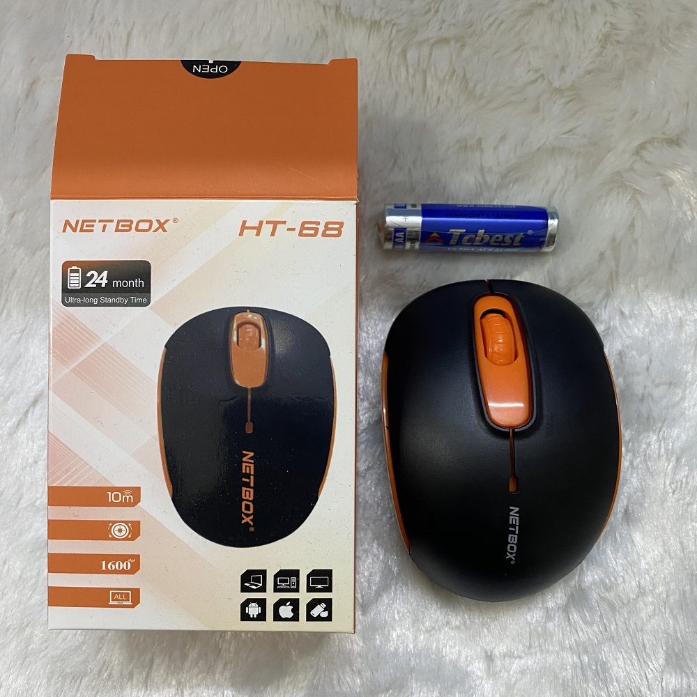Chuột không dây NETBOX HT68 1600dpi siêu nhạy, tiết kiệm pin - Hàng chính hãng