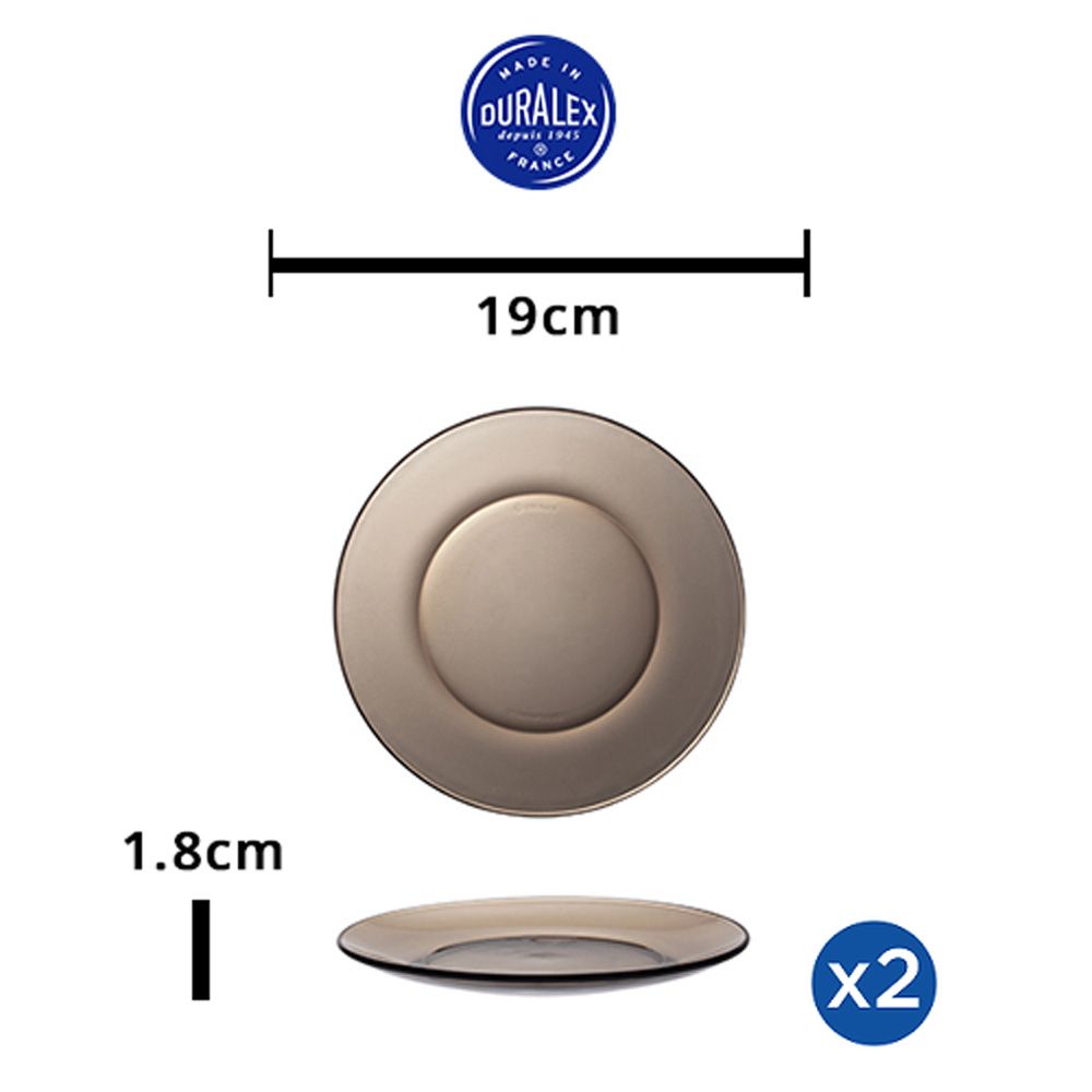 Bộ 2 dĩa D3008F Duralex - Lys Xanh Saphir 19 cm Thủy tinh cường lực cao cấp Pháp