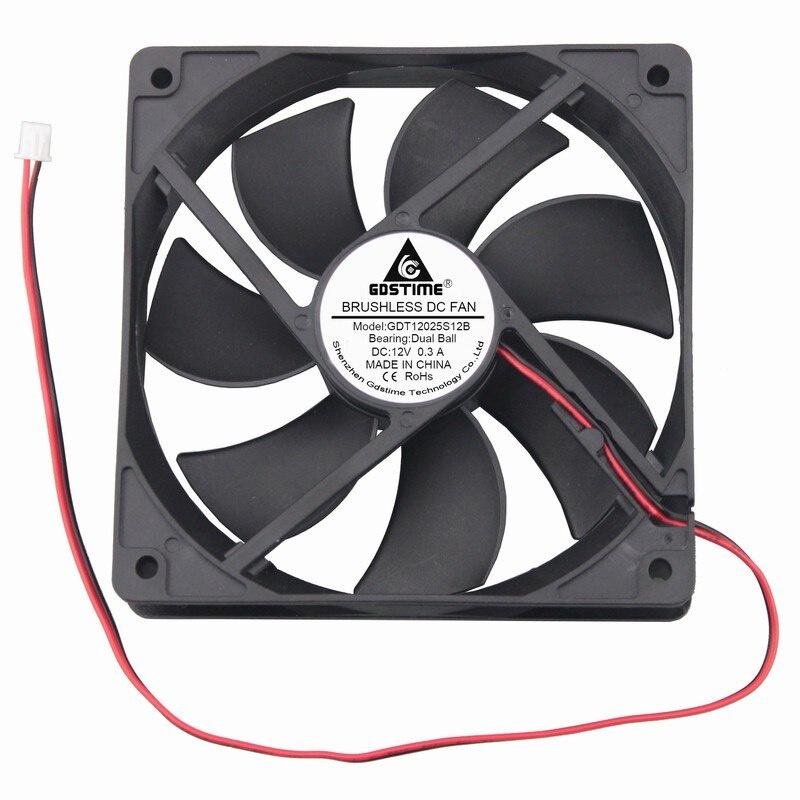 Gdstime1 Pcs 120*120*25mm Two Ball Bearing Cooling Cooler DC 12V 0.3A Axial Ventilation Fan 120mm x 25mm 12cm 2Pin 12025B