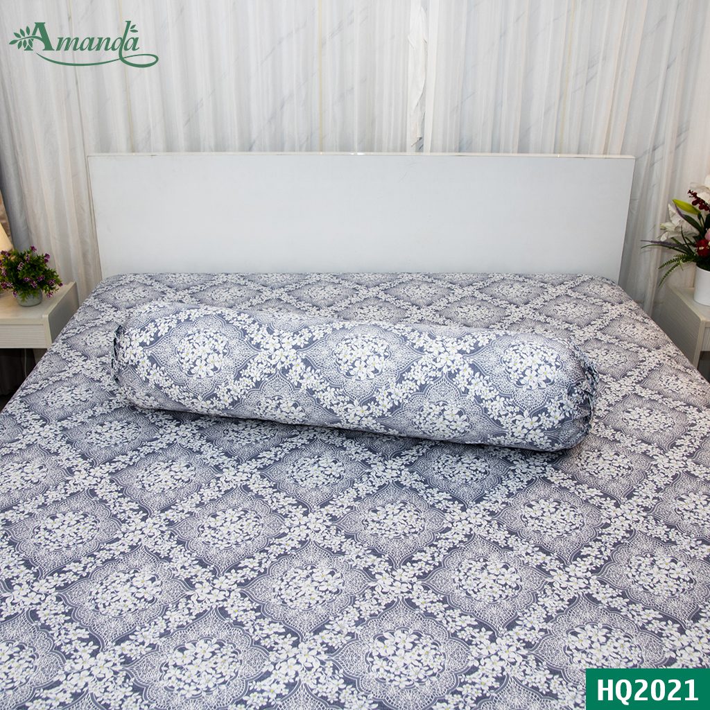 Vỏ gối ôm 35*105cm Amanda HQ2021, chất liệu cotton lụa satin Hàn Quốc mềm mịn thoáng mát