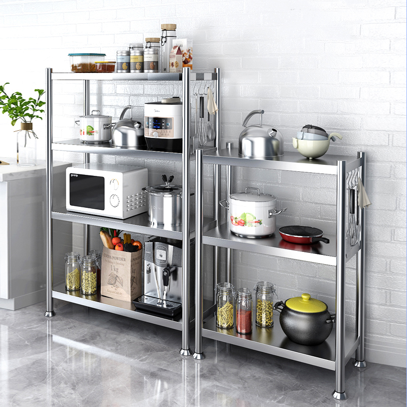 Kệ đa năng để lò sóng Inox 304 trắng chống han gỉ, kệ để đồ nặng nhà bếp cao cấp VANDO kệ tủ tiện lợi