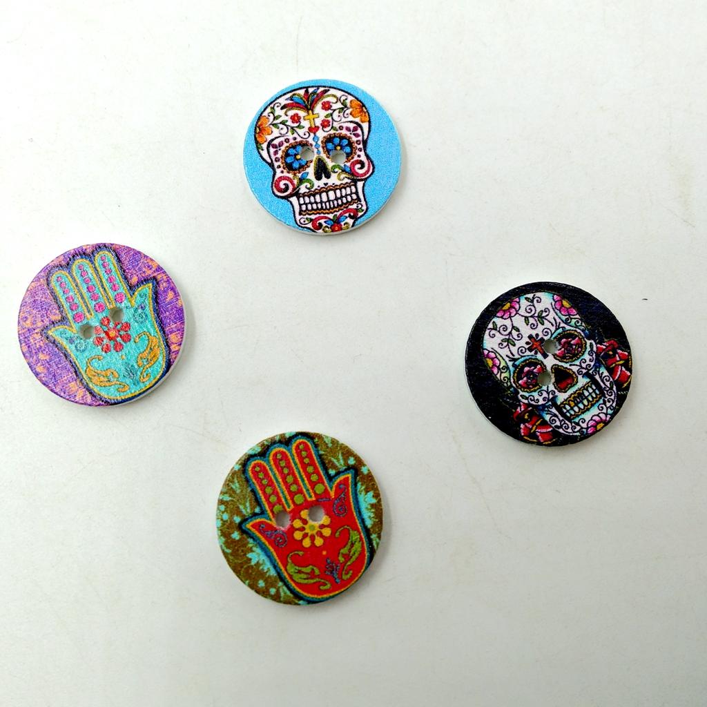 200 Chiếc Hỗn Hợp Gỗ 2 Lỗ Sơn May Hàng Nút Gài Thủ Công Tự Làm Thêu Sò