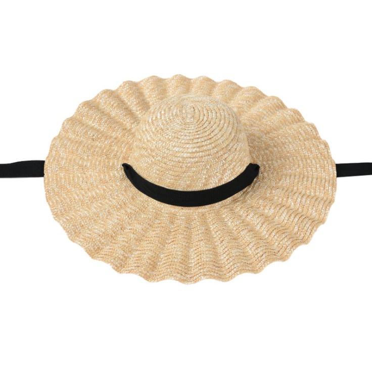 Nón đi biển nữ mũ cói rộng vành 13cm lượn sóng cột dây vitage du lịch che nắng thời trang chất cói tự nhiên cao cấp