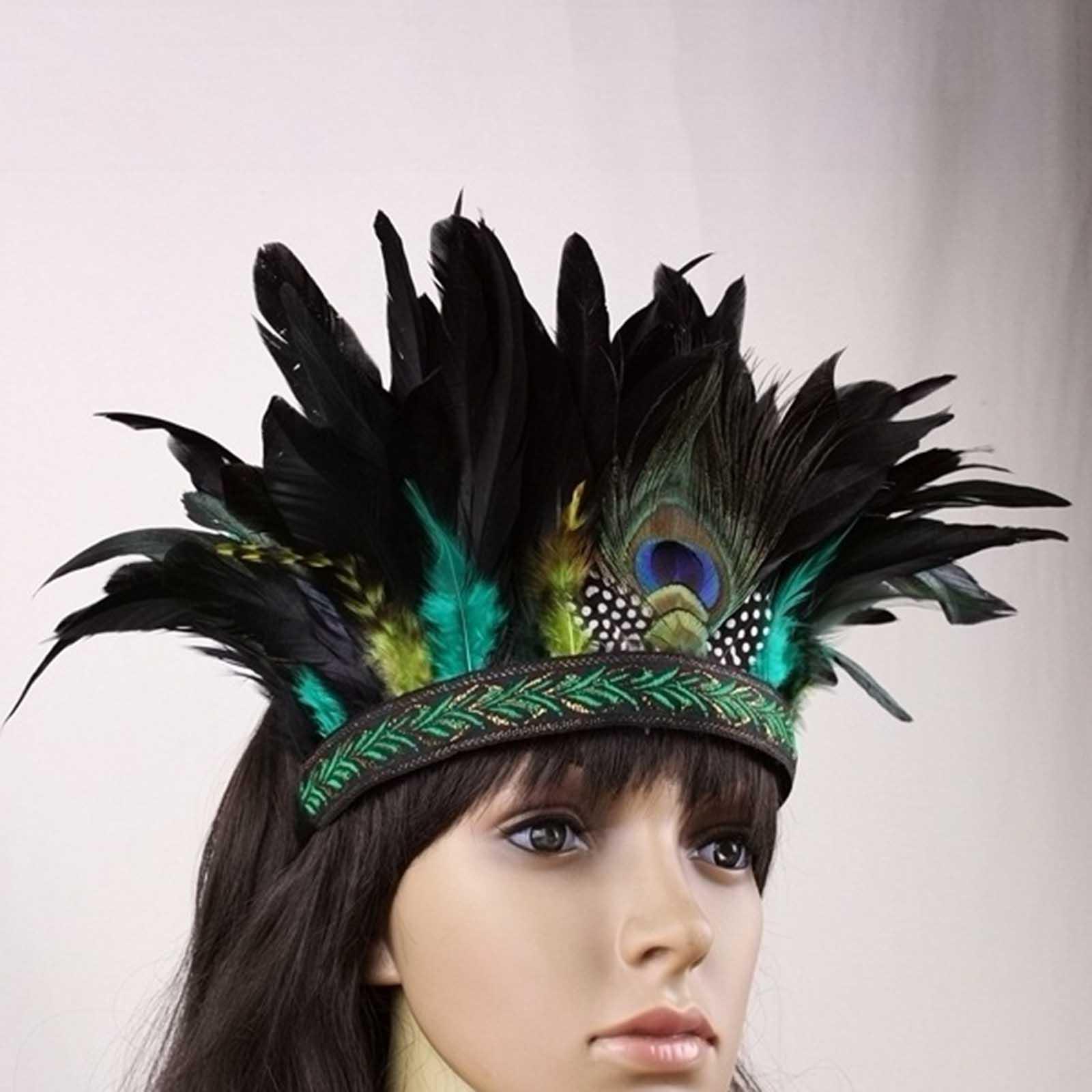 2 Pieces Feather Couple National Style Headpiece for Party Halloween Adults