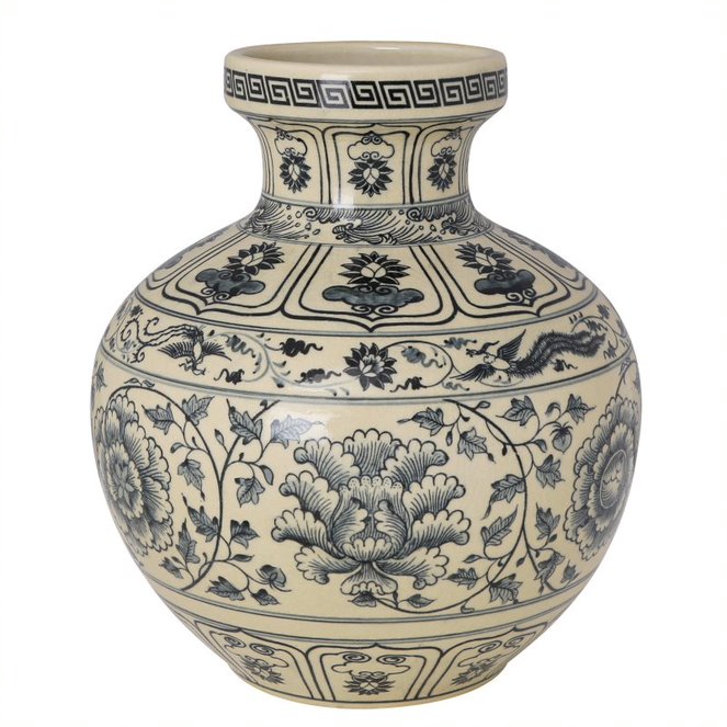 Bình Phượng hoàng truyền thống Gốm Chu Đậu - Kích thước F22 x H25 cm