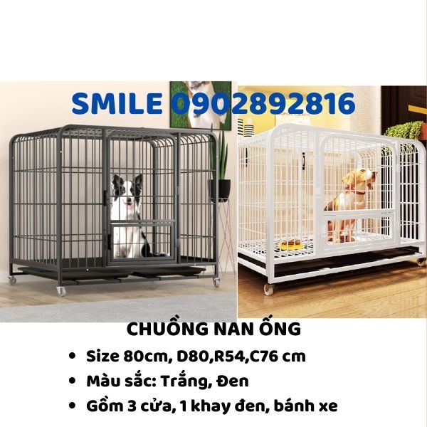 [HÀNG MỚI VỀ] Chuồng Chó Nan Ống Cao Cấp Sơn Tĩnh Điện Size 80cm (80x54x76cm) Dành Cho Thú Cưng Lớn, Chó, Mèo Lớn