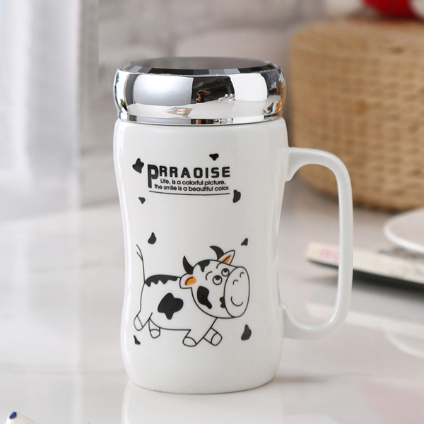 Ly Sứ Giữ Nhiệt Bò Sữa Nắp Tráng Gương