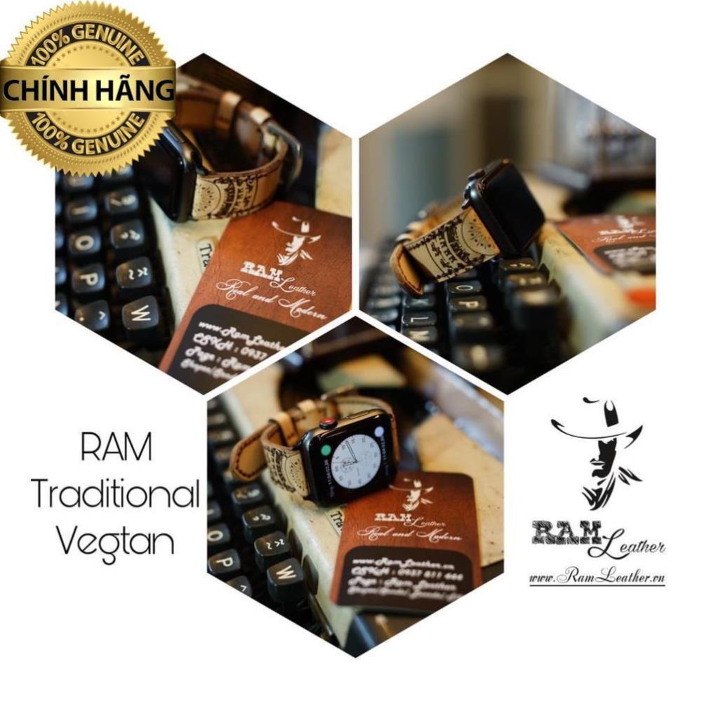 DÂY ĐỒNG HỒ DA BÒ VEGTAN THẢO MỘC HỌA TIẾT TRỐNG ĐỒNG ĐÔNG SƠN - RAM TRADITIONAL .