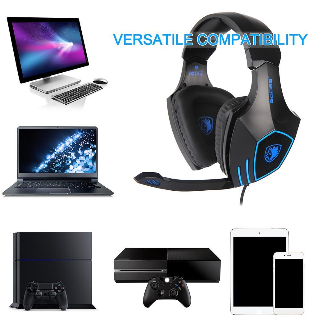 SA819 LED Stereo Headsets Surround Sound Gaming headphones 3.5mm W/ MIC