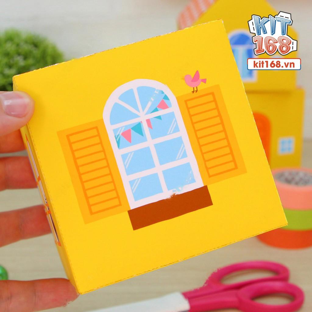 Mô hình giấy đồ vật đồ chơi Hộp nhà màu vàng