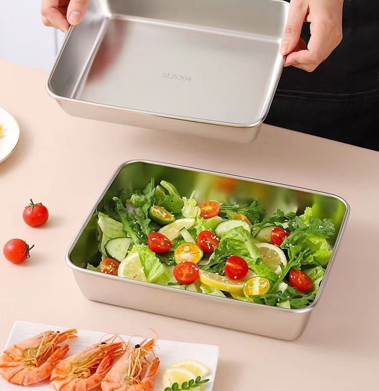 Hộp đựng thức ăn bằng inox 304 chống rỉ - an toàn cho sức khỏe- size to - có nắp đậy