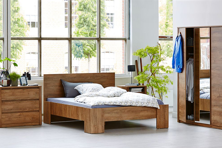 Khung Giường Kèm Dát Vedde Gỗ Công Nghiệp Plus JYSK (180 x 200 cm) - Màu Sồi