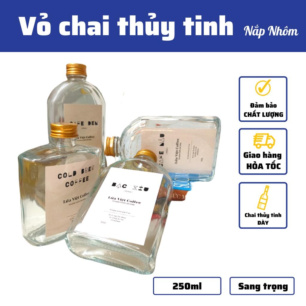 Chai Thủy Tinh đựng nước ép Detox giảm cân nắp nhôm 250ml nắp nhựa quà tặng chịu nhiệt Chưa Kèm Nhãn Dán