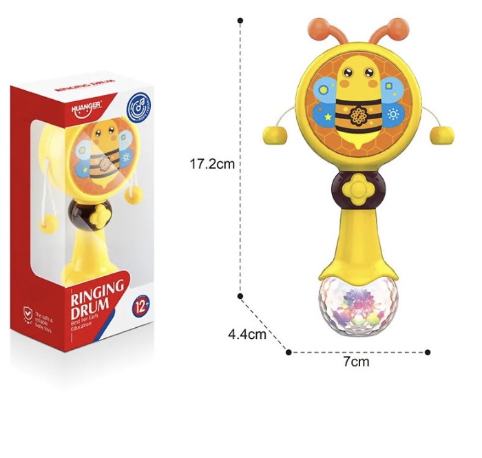 Đồ chơi Âm Nhạc: Trống Xúc Xắc Có Nhạc và Đèn Hình Con Ong - HUANGER HE0516