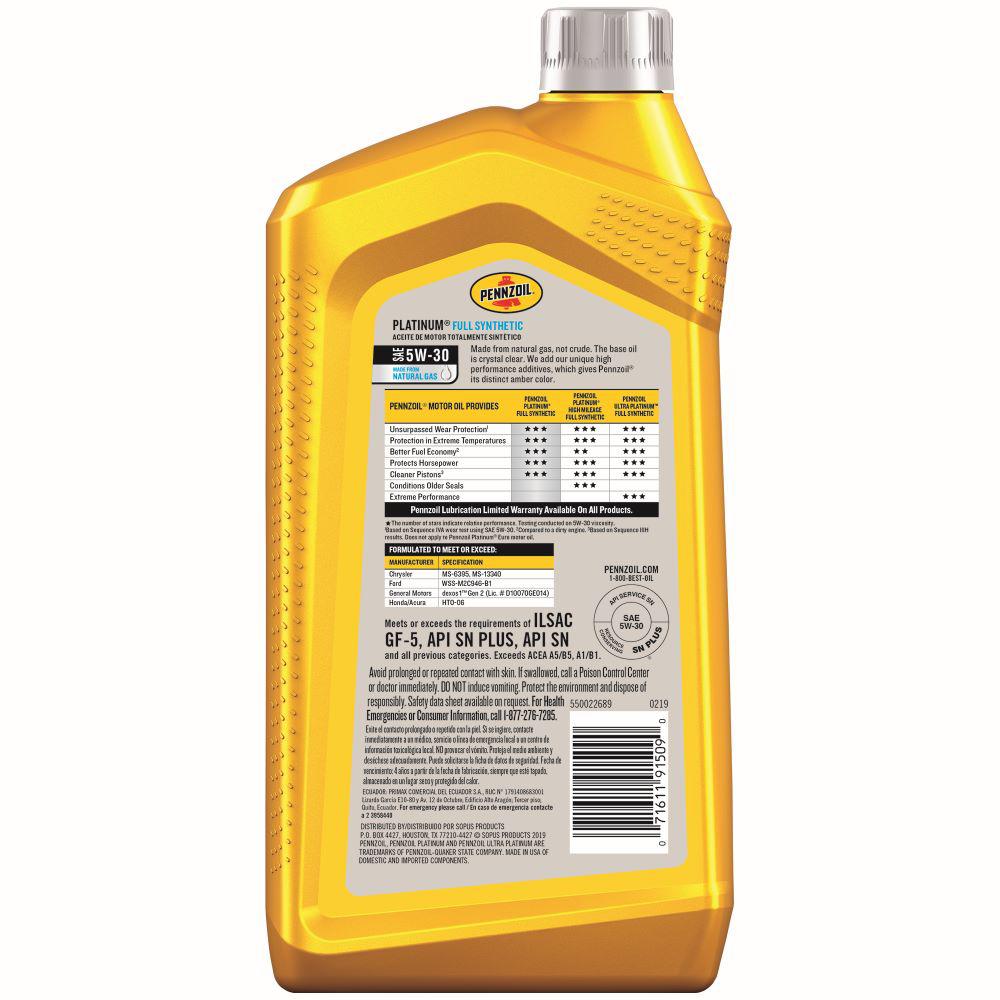 Nhớt nhập khẩu cao cấp cho tay ga Pennzoil Ultra Platinum 5w30 nhập khẩu 100% từ Mỹ