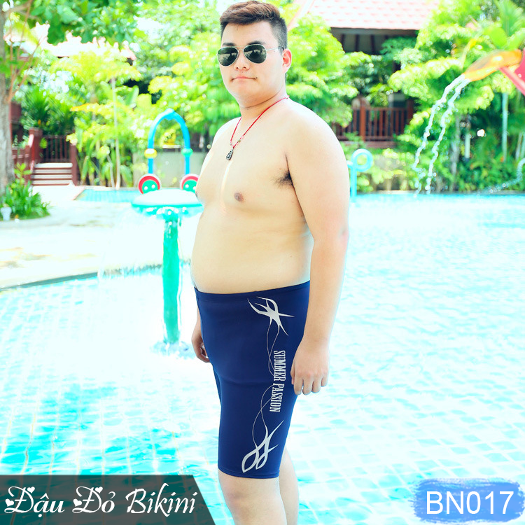 Quần bơi big size cho nam giới béo mập, có size lớn đến 125kg, dáng sooc đùi dài, chất thun bơi lạnh dày dặn co giãn 4 chiều | BN017