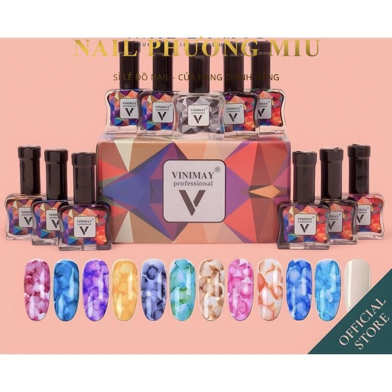 Set 12 Lọ Cồn Loang Vinimay Cao Cấp Chai 15ml Tạo Loang Nhanh Khô, Dễ Mix Màu Sơn Phụ Kiện Chuyên Dùng Trong Làm Nail