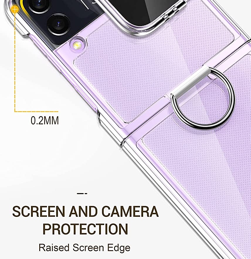 Ốp lưng chống sốc trong suốt kèm iring cho Samsung Galaxy Z Flip 3 hiệu Likgus Cover Ring - hàng nhập khẩu