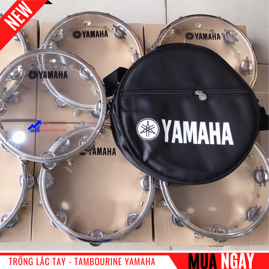 Trống Lắc Tay – Trống Gõ Bo – Tambourine Yamaha (Trắng đục)