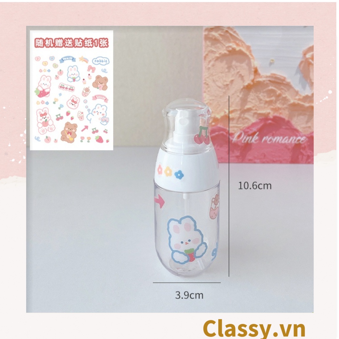 Chai chiết mỹ phẩm dạng xịt, dạng vòi Classy bấm bằng nhựa dung tích 100ml, 50ml PK1398