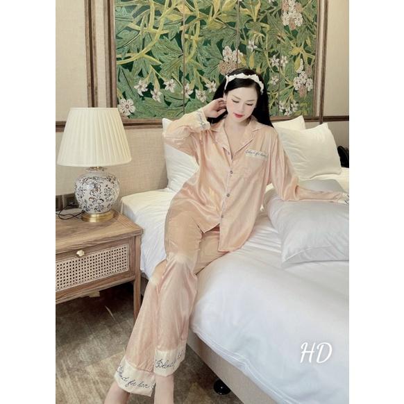 Chữ Kí - Bộ đồ pizama mặc nhà Tay Dài Quần Dài Lụa Xước cao cấp HHC Store