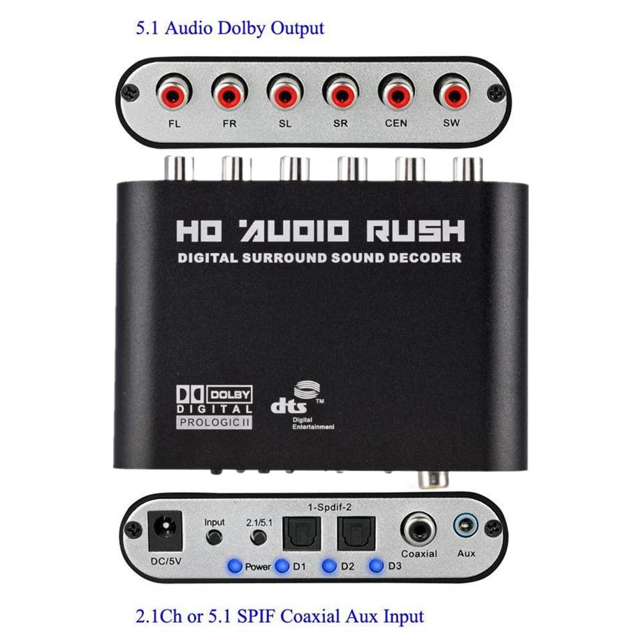 GRWIBIOOOU 5.1 CH Audio Decoder SPDIF hợp tác với RCA DTS AC3 Bộ khuếch đại kỹ thuật số quang học Tương tự Bộ khuếch đại HD Audio Audio Rush