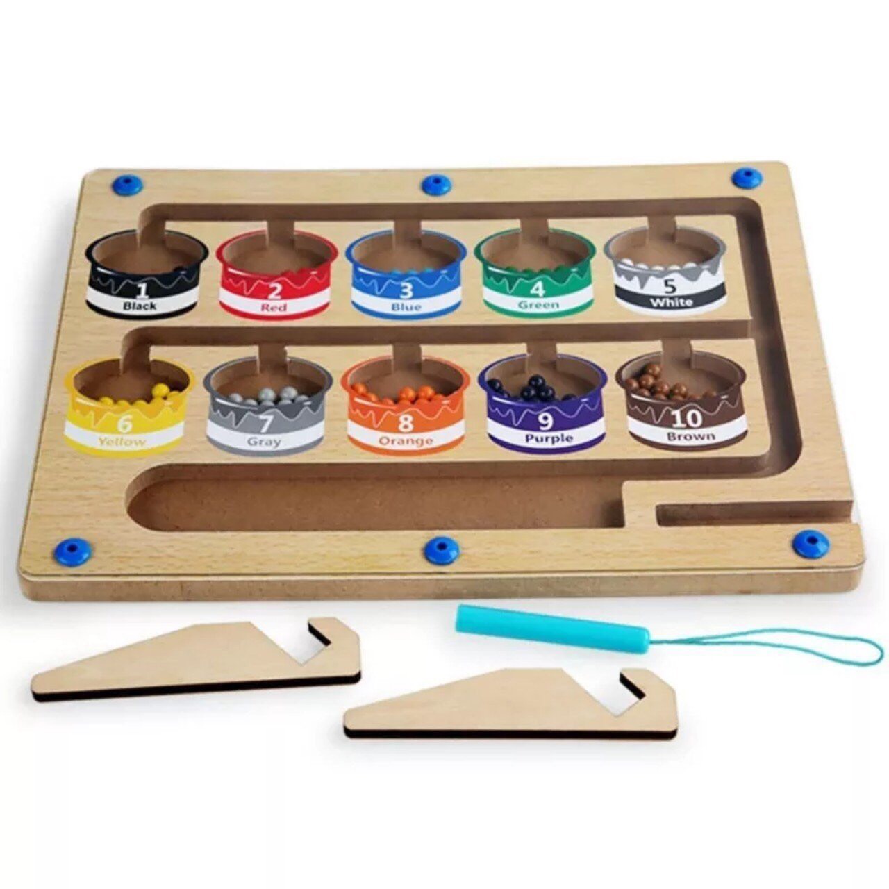 Bảng gỗ Montessori phân biệt màu sắc và số đếm cho bé - Bảng gỗ nhận biết màu sắc và số đếm cho bé - Orgavil