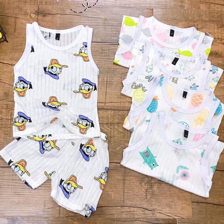 Combo 5 bộ Cotton Giấy đủ size cho bé từ 5-15kg có họa tiết ngộ nghĩnh cho cả bé trai và gái