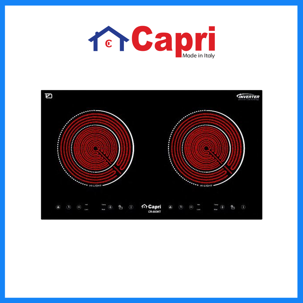 Bếp hồng ngoại đôi Capri CR-803KT NEW | Hàng chính hãng | Nhập khẩu Malaysia | Thiết kế bo viền kim loại sang trọng New Version 2022