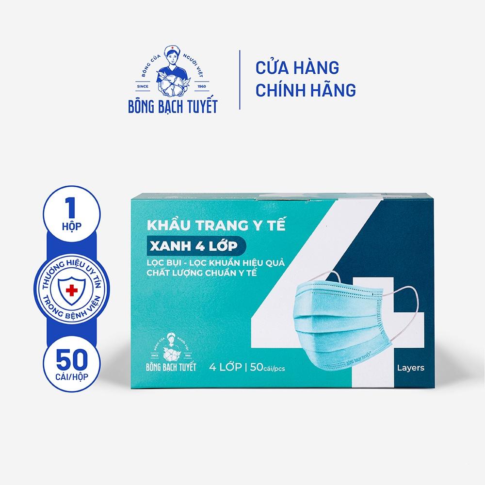 Khẩu trang Bông Bạch Tuyết 4 lớp xanh