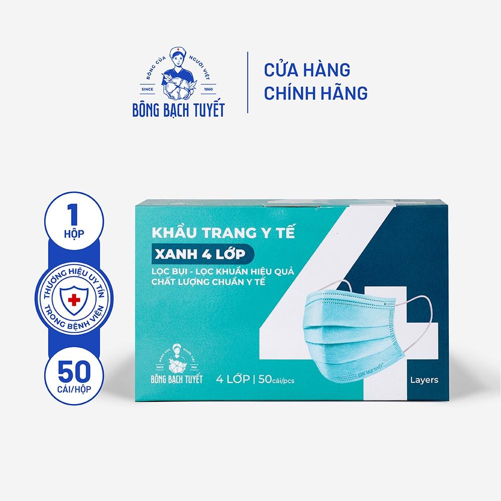 Khẩu trang Bông Bạch Tuyết 4 lớp xanh (50 cái/hộp)